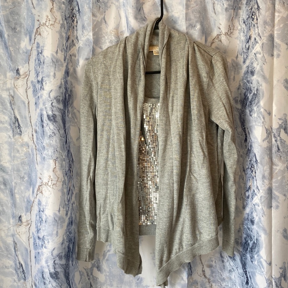 MK sequin sweater tank with attached sweater